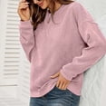 thumbnail image 4 of IROINID Liquidation T-Shirts à Manches Longues pour Femmes en Velours Côtelé Uni Col Rond Chandail Haut Col Rond Haut/chemise, Pink, 4 of 6
