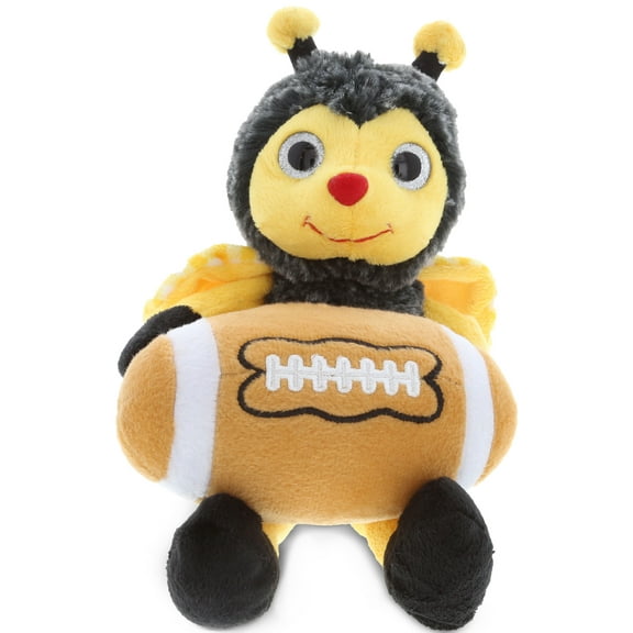 DolliBu Honeybee Stuffed Animal with Football Plush - Soft Huggable Honeybee, Adorable Playtime Bee Plush Toy, Cute Insect Gift, Football Plush Doll Animal Toy for Kids and Adults - 7 Inches