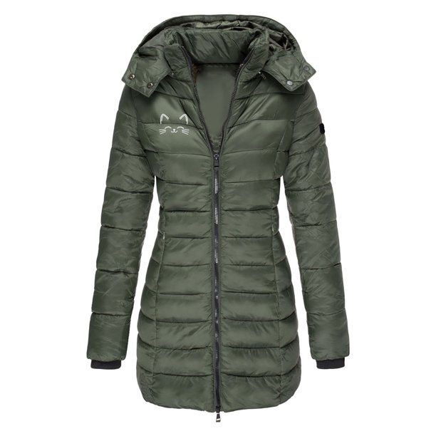 Parkas de manga larga para mujer, chaqueta holgada de longitud media y larga para otoño e invierno, chaqueta de plumón cálida, chaqueta de manga larga, abrigo para mujer