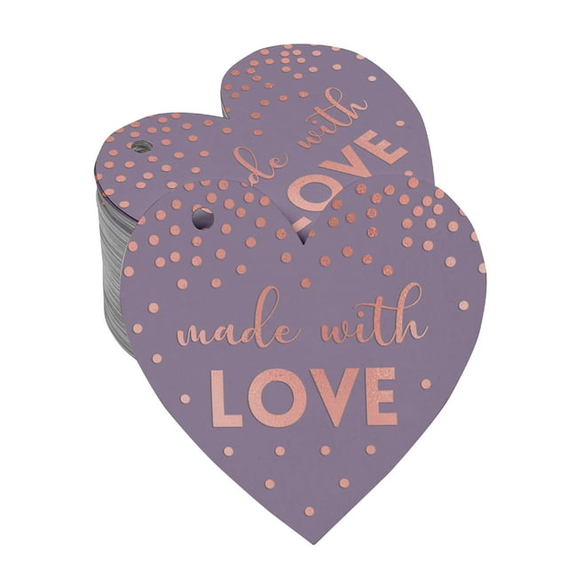 Inkdotpot 100 Pack Made With Love Wedding Favor Paper Tag Craft Real Rose Gold Foil Hang Tag