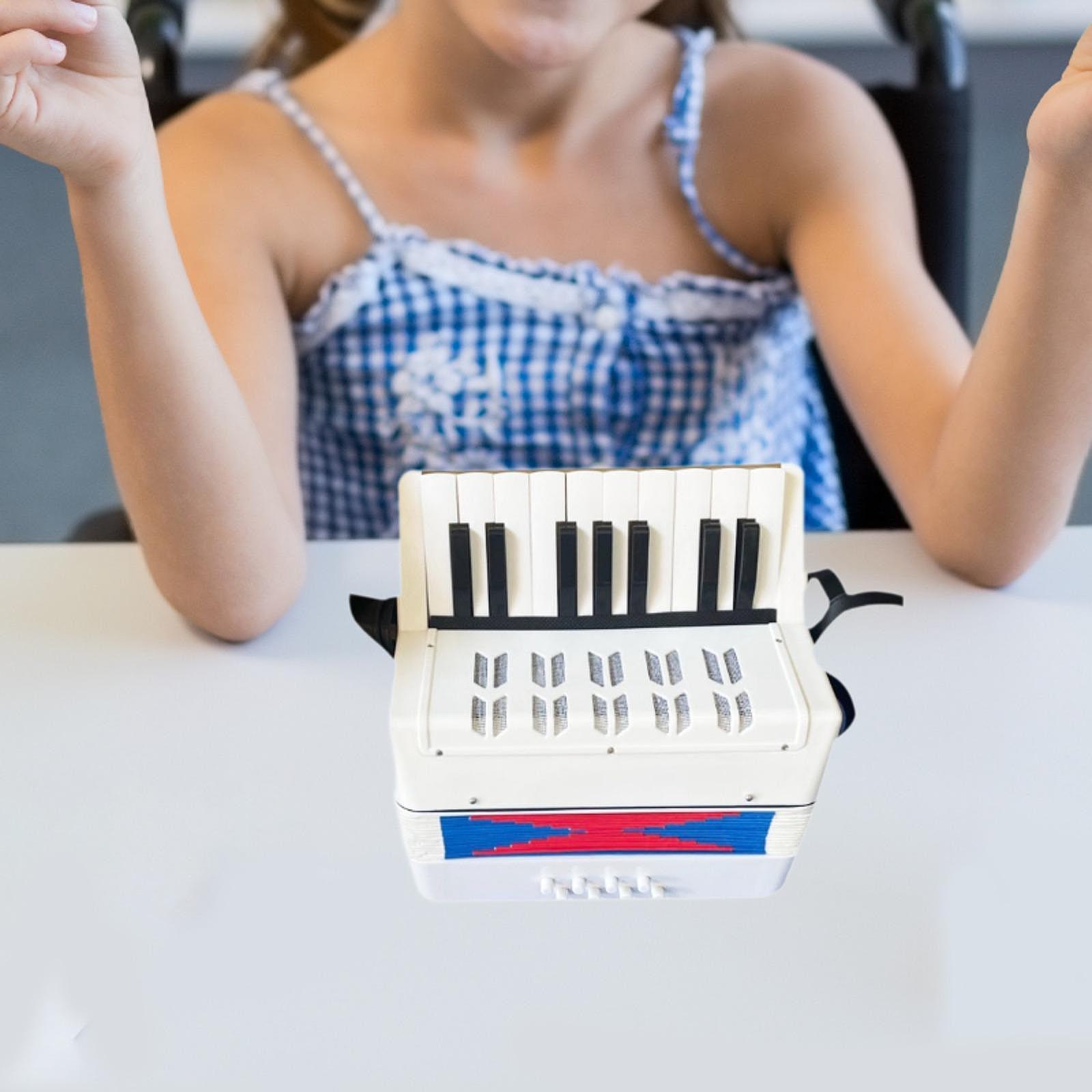LeeQinersw Accordion 17 Keys 8 Bass Piano Portable Enlightenment Sturdy Musical Instrument