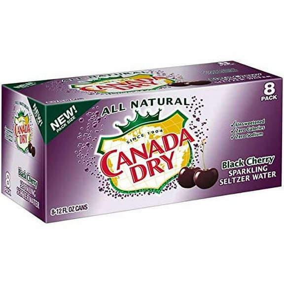 Canada Dry Black Cherry Sparkling Seltzer Water 8-12 fl oz cans
