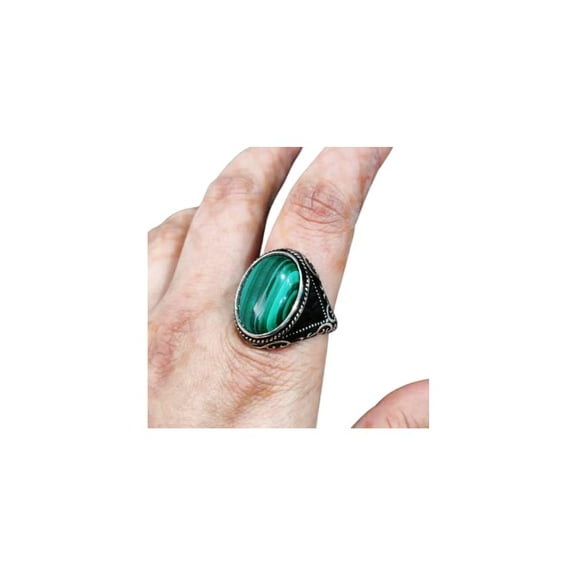 Malachite Ring, Natural Malachite, May Birthstone Malachite Ring, Silver Jewelry, 925 Silver Ring, Birthday Gift, Heavy Mens Ring, Healing Gemstone, Mans Designer Ring, Christmas, Mens Signet Ring