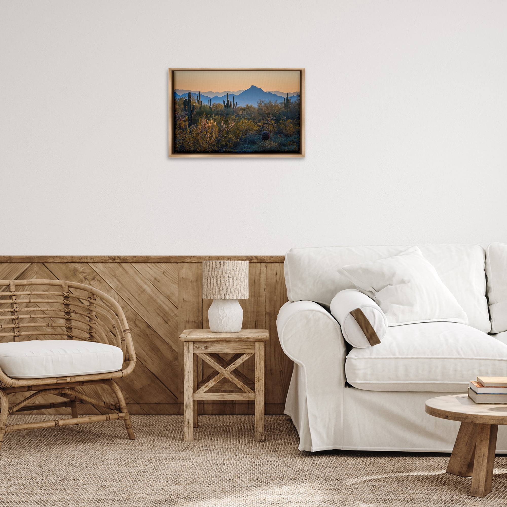 Stupell Industries Contrasting Desertscape Scene Landscape & Nature Photography Brown Floater Framed Canvas Art Print Wall Art, 25 x 17
