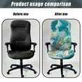 thumbnail image 4 of Renewold Marble Teal Gold Office Chair Cover Decorative Rotating Chair Slipcover Stretch Soft Chair Protector Cover for Desk Computer Chair St. Patrick's Day Decor, S, 4 of 7