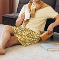 thumbnail image 6 of Kdxio Glitter Gold Print Mens Sleep Shorts Bottoms Soft Comfy Pajama Wear Pants with Drawstring Pockets, 6 of 7