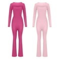 thumbnail image 4 of VBVC No Boundaries Women's 2 Piece Square Neck Jumpsuits,Ladies Butt Lift One Piece Pants,Slimming Bodysuits Pants For Women,Pink,XXL, 4 of 5