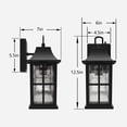 thumbnail image 6 of Maxax 2-Pack Black Outdoor Wall Lights, Waterproof Dusk-to-Dawn Exterior Wall Lanterns with Ripple Glass for Porch, Garage, Entryway, Patio, 6 of 7