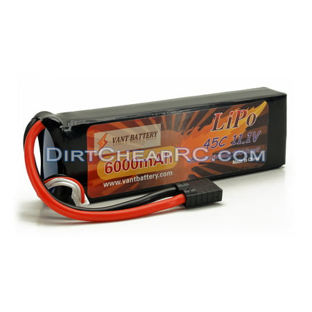 11.1V 6000mAh 3S Cell 45C-90C LiPo Battery Pack w/ Traxxas High Current Style Connector (E-Revo & 2.0 Brushless, Slash 2wd VXL & 4x4, Rally VXL, X-Maxx 6S, (Best Battery For Slash 4x4)
