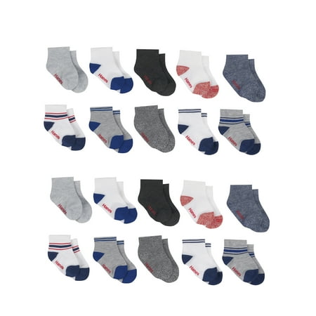 Hanes Toddler Boy Value Pack Ankle Socks, 20 Pack, Sizes 6M-5T