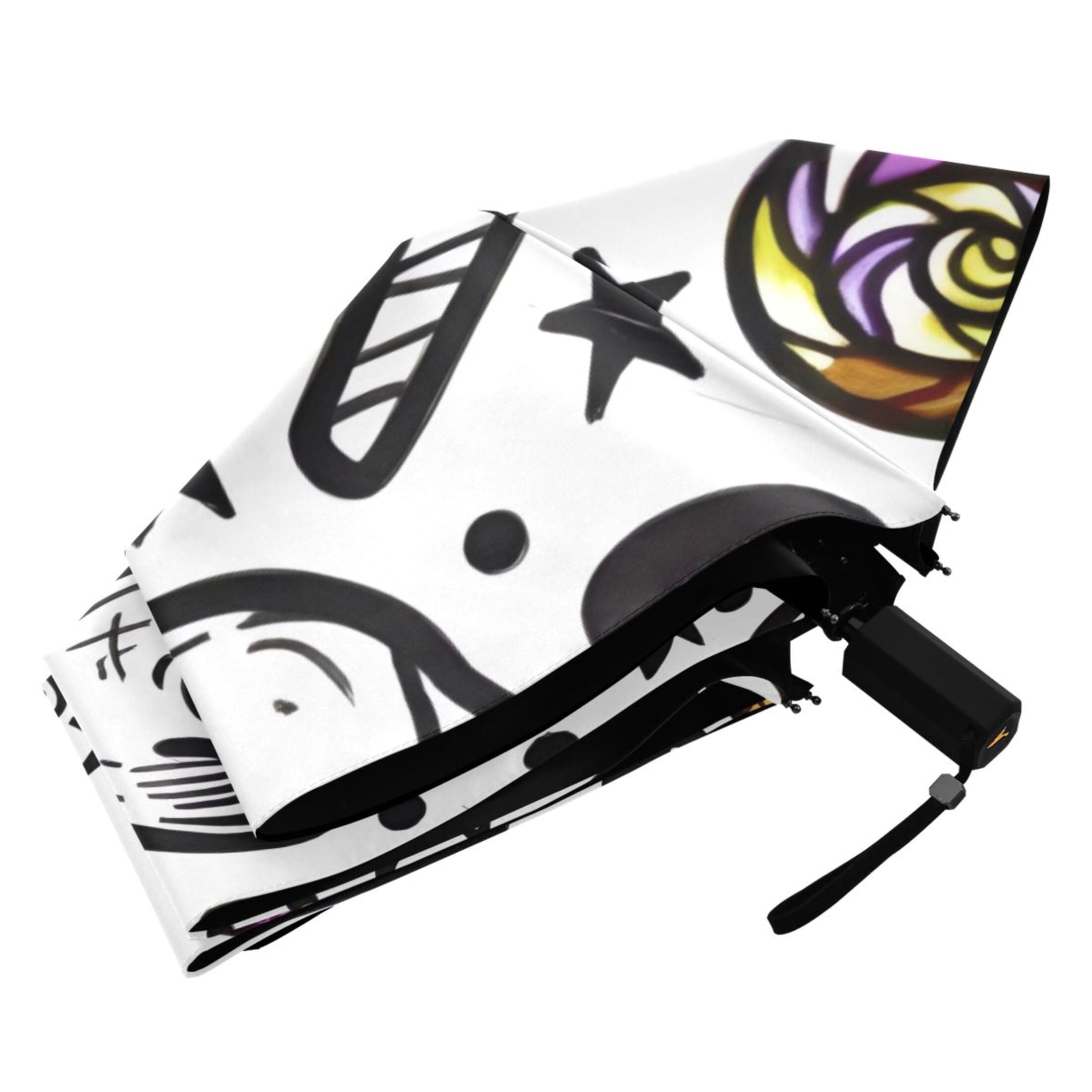 ALAZA Skeleton Cartoon UPF 50+ Compact Folding Umbrella for Rain Travel Umbrella Packable