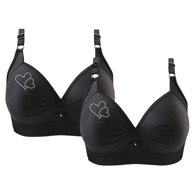 Bras for Women, 2PCS Womans Printing Gathered Together Large Size Daily Bra Underwear No Rims