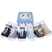Baby Emporio-Baby boy socks that look like sneakers-6 pr-cotton-shoelaces-gift box-0-12 Months-STEPPING OUT