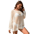 thumbnail image 3 of Crochet Cover Ups for Women Hollow Out Swim Cover Up Knit Summer Outfits White M, 3 of 7