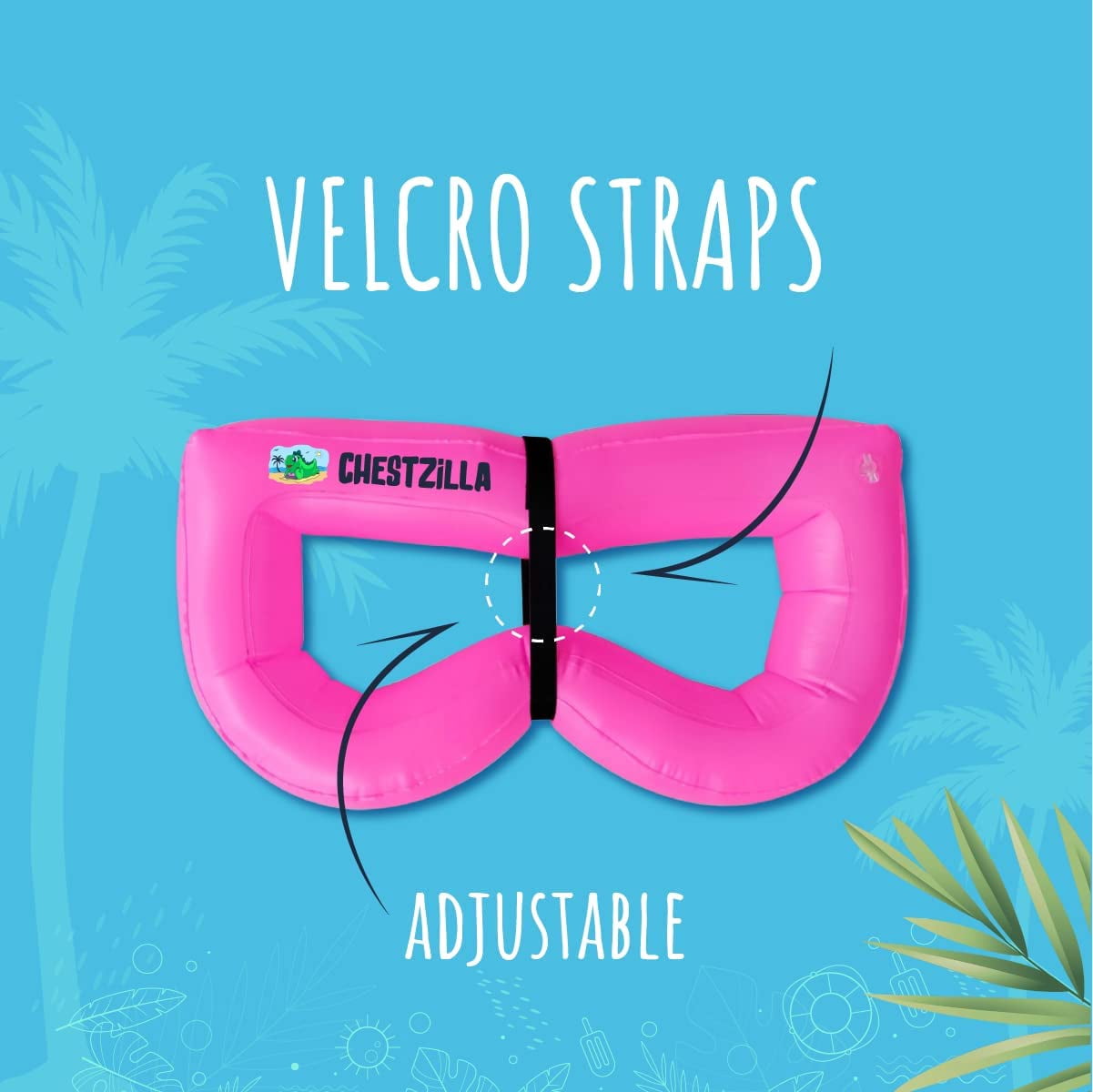 ChestZilla Sunbathing Inflatable Beach Pillow with Adjustable Velcro Strap and Resealable Carrying Bag, Perfect for Pool, Camping and Travel