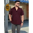 thumbnail image 6 of HAPPY BAY Men's Hawaiian Shirt Solid Casual Short Sleeve Button Down Beach Shirts for Men XXL Maroon, Plain, 6 of 6
