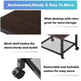 FITUEYES Printer Stand on Wheels,2 Tier End Table，Under Desk Mesh Storage，PS204801MW