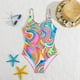 thumbnail image 2 of REDARER Girls Colorful Beach Swimsuit – Bathing Suit Swimwear for Kids,Size 9-10 Years, 2 of 5