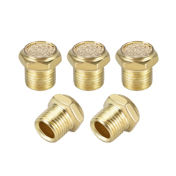 Silenciador de escape de bronce sinterizado G1/8 - Silenciador de aire de cuerpo plano Controlador de velocidad de flujo de aire de latón 5pcs
