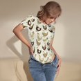 thumbnail image 3 of Saiise Motif Dessin Animé Poulet Grenouillère à Manches Courtes pour Femmes Col Rond Pyjama Justaucorps Extensible avec Fermeture à Pression-TTTG, 3 of 7