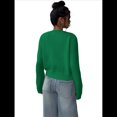 thumbnail image 4 of Suéter Tipo Cárdigan Corto de Larga con Botones y Cuello Redondo para Mujer, Ropa de Punto . Verde XL, 4 of 9