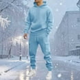 thumbnail image 2 of Busydd Mens Sweatsuit Casual Solid Color Two Piece Jogging Suits for Men Long Sleeve Hoodies and Pants Sweatsuits for Men 3XL, 2 of 5