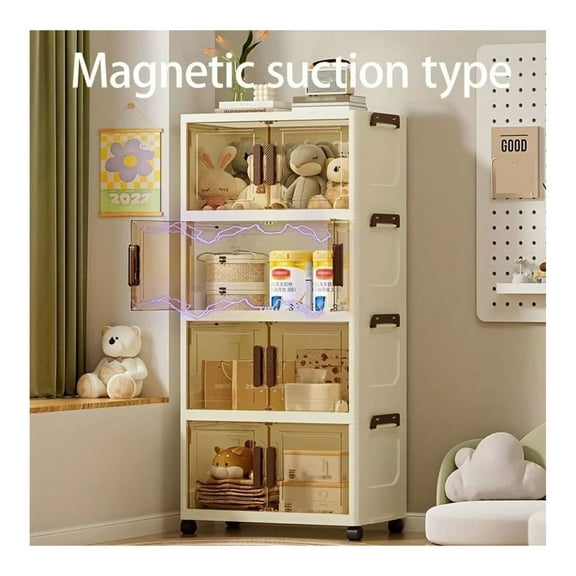 Foldable Storage Cabinet, Stackable Organizer with Rolling Drawer - Clothes, Books, Accessories - Space Saving for Closet, Home, Office, Outdoor