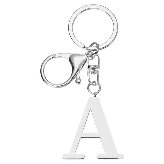Uxcell Initial Letter Key Chain, Letter A-Z Keychain Initials Keyring Alphabet Keyrings for Keys, Silver (A)