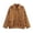 Coffee, variant on Suede Bomber Jacket for Women, Lapel Collar Zip Up Loose Fit, Casual Fall Winter Outerwear, 1 Piece, XS-L