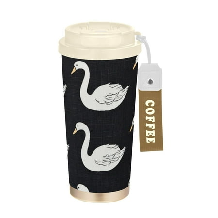 

17 OZ Stainless Steel Vacuum Insulated Tumbler - Coffee Travel Mug Spill Proof with Lid - Thermos Cup for Keep Hot/Ice Coffee Tea and Beer. White Swan Pattern