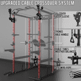 thumbnail image 3 of EonfitOmni Eonfit E5 Smith Machine with 3D Rotating Arms, Vertical Leg Press, Power Cage Squat Rack with LAT-Pull Down Cable Crossover Rotating Arms System Home Gym Equipment All in One (E5 RED PRO), 3 of 11