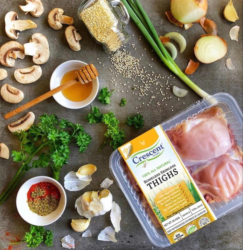 Crescent Halal Hand-Cut Fresh Boneless Skinless Chicken Thighs, 19 g Protein, 1.25 - 2.25 lb, All-Natural