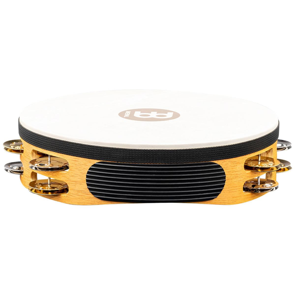 Meinl 10" Recording Combo Goat Skin Wood Tambourine with Double Row Jingles, Super Natural