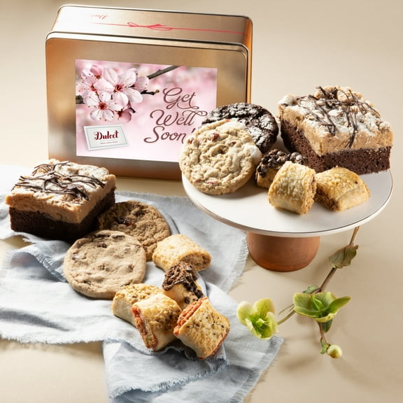 Dulcet Gift Basket Get Well Classic Old Fashioned Gift Tin Box Assorted Gourmet Treats