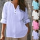 thumbnail image 1 of Blusas,Camisa informal holgada de manga larga para mujer, blusa estampada con cuello en V, 95 % poliéster, 5 % elastano, largo regular para uso diario, sopatenor, 1 of 8