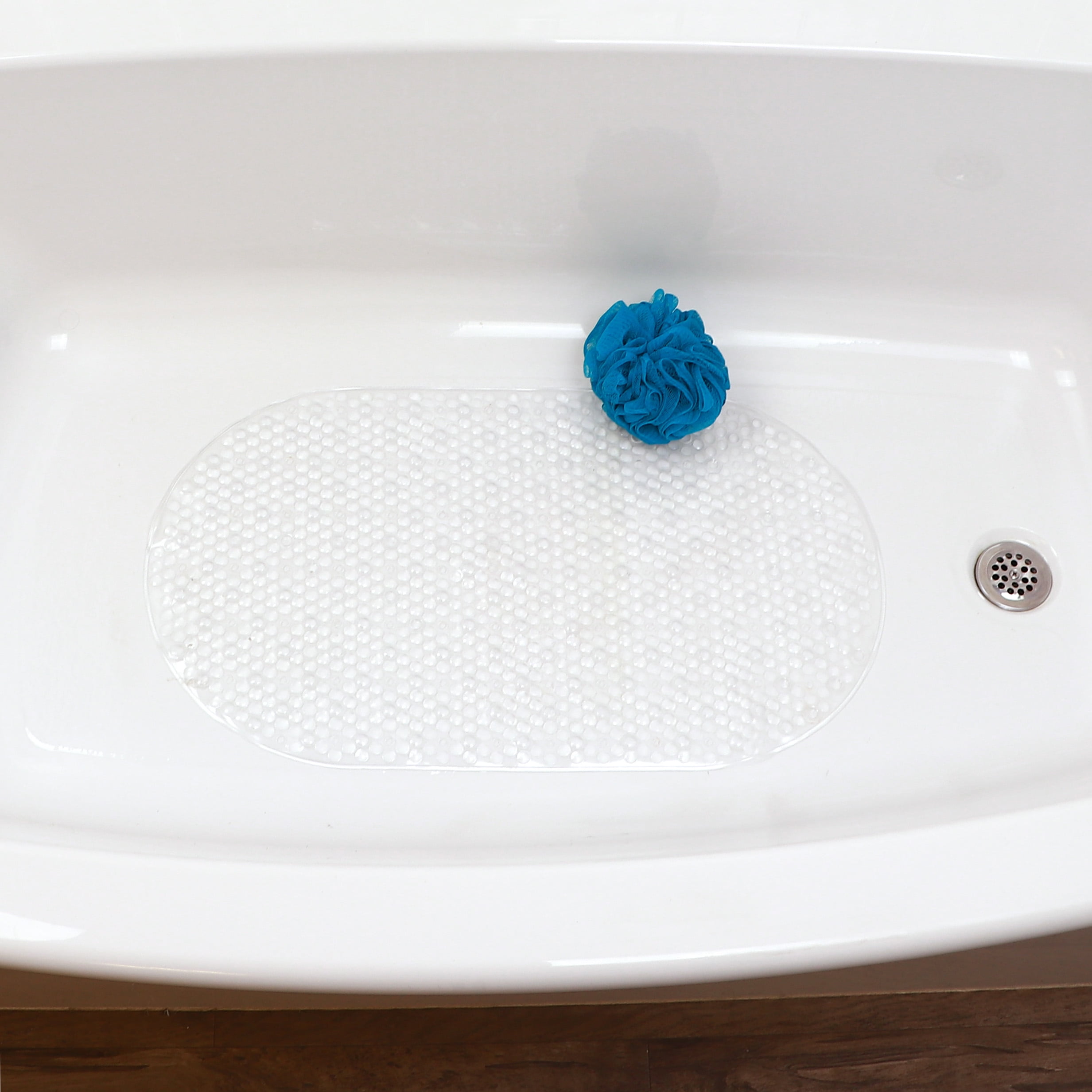 Oval Bubble Tub Mat, Blue