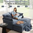 thumbnail image 3 of BedLuxury Modular Sectional Sofa, Loveseat Sofa with Movable Ottomans, Sleeper Comfy Deep Seat Cloud Couch for Living Room, Blue, 3 of 8