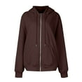 thumbnail image 3 of Qwertyu Women's Oversized Zip Up Hoodie Lightweight Thin Long Sleeve Hooded Sweatshirt with Pockets Coffee M, 3 of 8