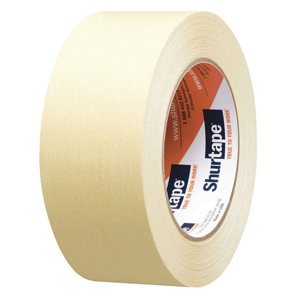 Masking Tape, 48 mm W x 55 m L, 5.4 mil Thick, Tan, Rubber Adhesive, 24 PK 202852
