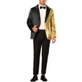 thumbnail image 2 of INSPIRE CHIC Sequin Blazers for Men's Color Block Peak Lapel Tuxedo Wedding Sparkly Suit Jacket S Black Golden, 2 of 5