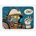 thumbnail image 1 of Modern Bath Mat, Futuristic Comics Super Heros Like Robot in a Spacesuit with OK Quote Artwork Print, Non-Slip Plush Mat Bathroom Kitchen Laundry Room Decor, 29.5 X 17.5 Inches, Multicolor, Ambesonne, 1 of 2