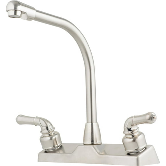 LaSalle Bristol Robinet 20380R340NABX Utilisé pour la Cuisine; Support de Pont Monobloc; Bec en Métal Haute Hauteur de 10 Pouces; 2 Poignées de Théière; Nickel Brossé; Plastique