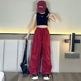 thumbnail image 4 of Coerni Teen Girls Cargo Pants Drawstring Athletic Joggers Y2K Streetwear Cargo Parachute Pants Hip Hop Suit Wide Leg Trousers, 4 of 8