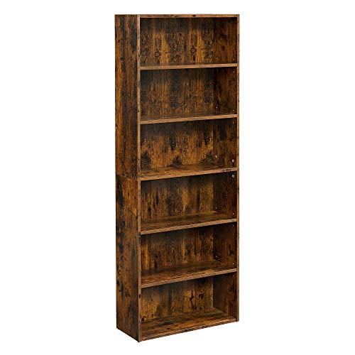 VASAGLE Bookshelf, Open Bookcase with Adjustable Storage Shelves, Floor Standing Unit, 23.6?, Rustic Brown