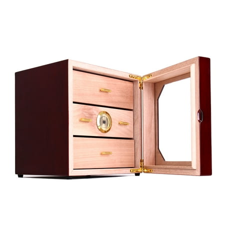 Wood Cigar Humidor Box Cedar Cigar Cabinet Humidor 3 Drawers Cigar
