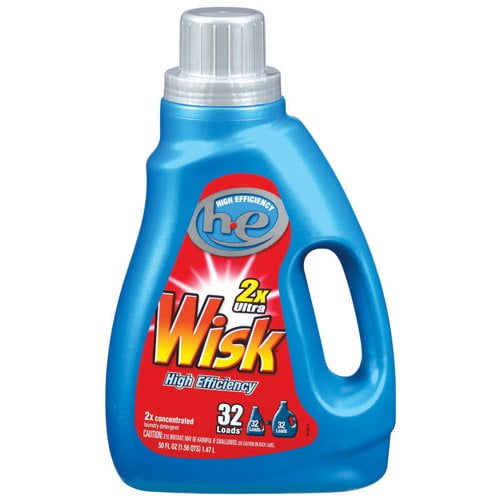 Wisk 2X Ultra High Efficiency 32 Loads Laundry Detergent Liquid, 50 Oz