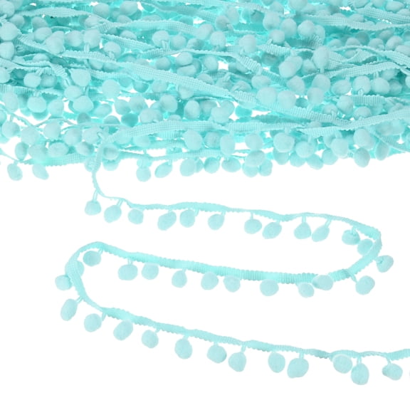 Uxcell Pom Pom Ball Fringe Trim, 10 Yards 11mm Mini Pom Pom Trim Ribbon for Home Decoration/DIY Crafts, Peacock Blue