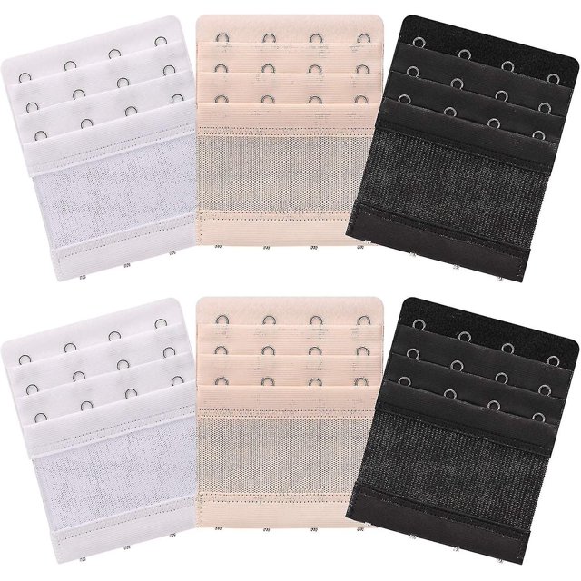 6 Pieces Women's Soft Comfortable Elastic Bra Extenders Bra Extension Strap 4 Hook 3 Row Lady's Bra Extender Bra Band