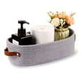 thumbnail image 3 of A Spacious Oval Storage Basket Designed with a Chic Woven Pattern And Dual Side Handles, Perfect for Organizing Clutter in The Bedroom, Living Room, Or Bathroom., 3 of 13