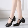 thumbnail image 6 of Puntoco Women'S Latin Dance Shoes Low Heels Ballroom Dance Shoes Ballet Flat Mary Jane Shoes Black 8.5(41), 6 of 9